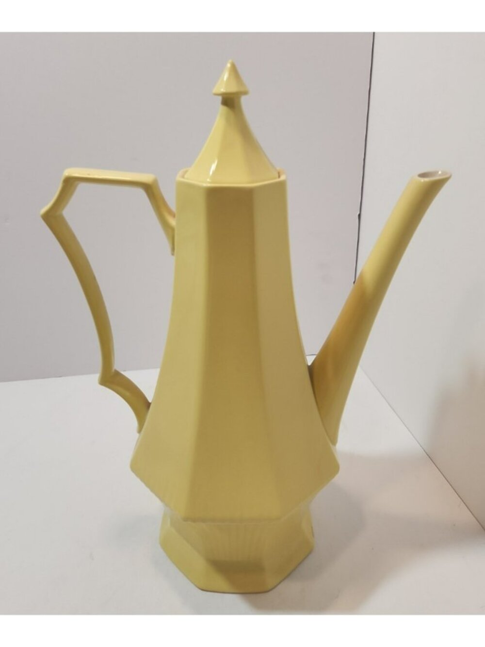 Vintage Independence Ironstone Daffodil  Yellow Coffee Pot Octagonal